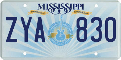 MS license plate ZYA830
