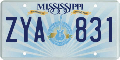MS license plate ZYA831