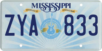 MS license plate ZYA833