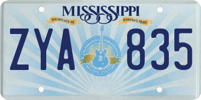 MS license plate ZYA835