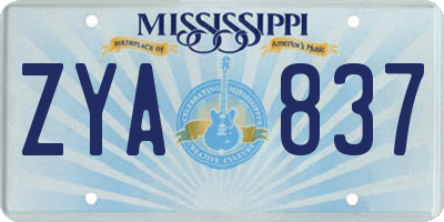 MS license plate ZYA837