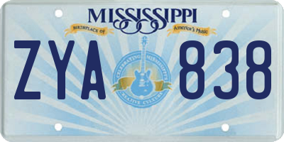 MS license plate ZYA838