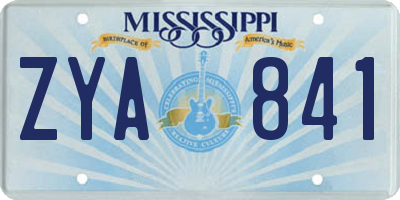 MS license plate ZYA841