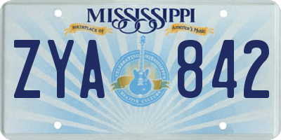 MS license plate ZYA842