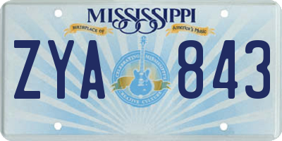MS license plate ZYA843