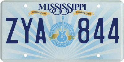 MS license plate ZYA844