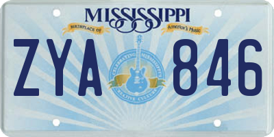 MS license plate ZYA846