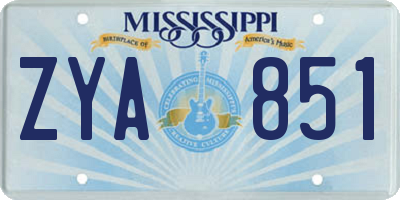 MS license plate ZYA851