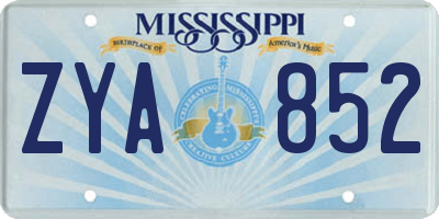 MS license plate ZYA852
