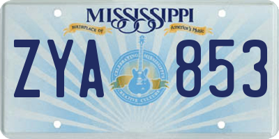 MS license plate ZYA853