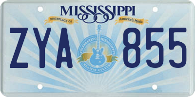 MS license plate ZYA855