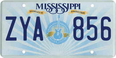 MS license plate ZYA856