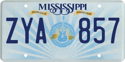 MS license plate ZYA857