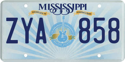 MS license plate ZYA858