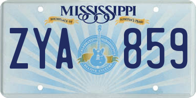 MS license plate ZYA859