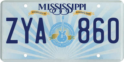 MS license plate ZYA860
