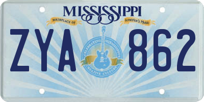 MS license plate ZYA862