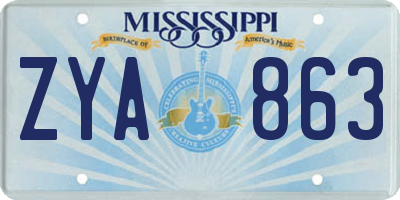 MS license plate ZYA863