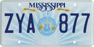 MS license plate ZYA877