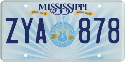 MS license plate ZYA878