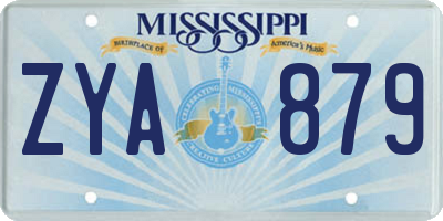 MS license plate ZYA879
