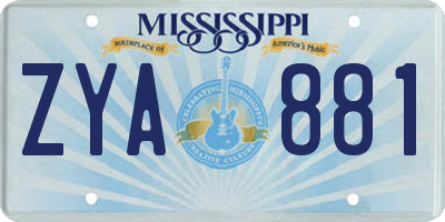 MS license plate ZYA881