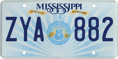 MS license plate ZYA882