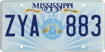 MS license plate ZYA883