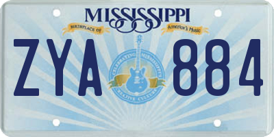 MS license plate ZYA884