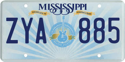 MS license plate ZYA885
