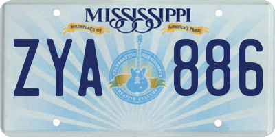 MS license plate ZYA886