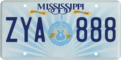 MS license plate ZYA888
