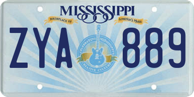 MS license plate ZYA889