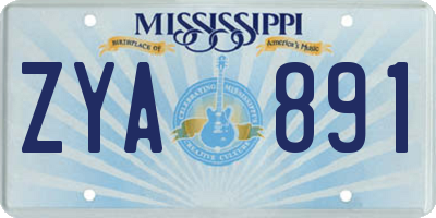 MS license plate ZYA891