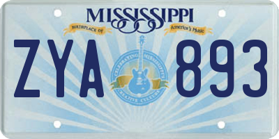 MS license plate ZYA893