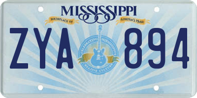 MS license plate ZYA894