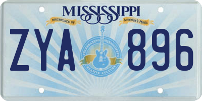 MS license plate ZYA896