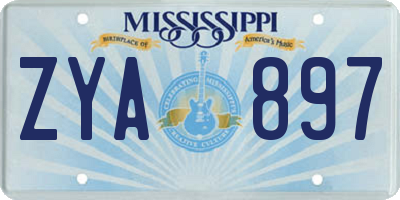 MS license plate ZYA897