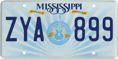 MS license plate ZYA899