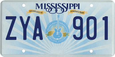 MS license plate ZYA901