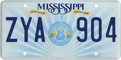 MS license plate ZYA904