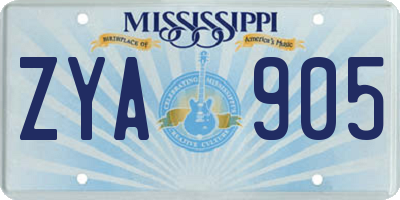 MS license plate ZYA905