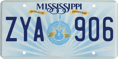 MS license plate ZYA906