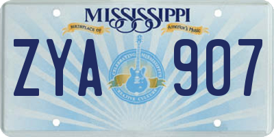 MS license plate ZYA907