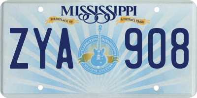 MS license plate ZYA908