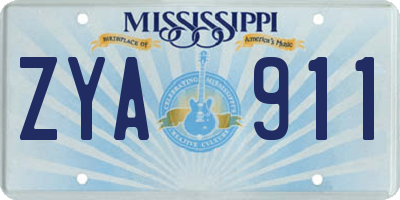 MS license plate ZYA911