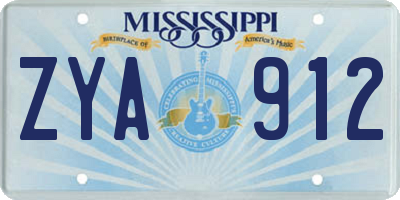 MS license plate ZYA912