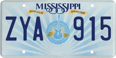MS license plate ZYA915