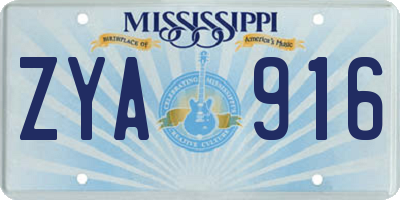MS license plate ZYA916