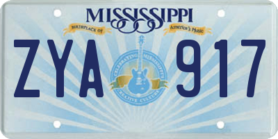 MS license plate ZYA917